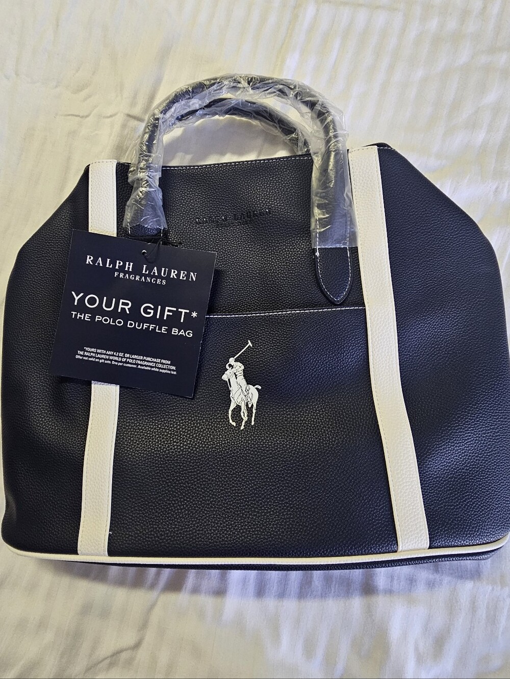 Ralph Lauren Navy and White Polo Duffle Bag